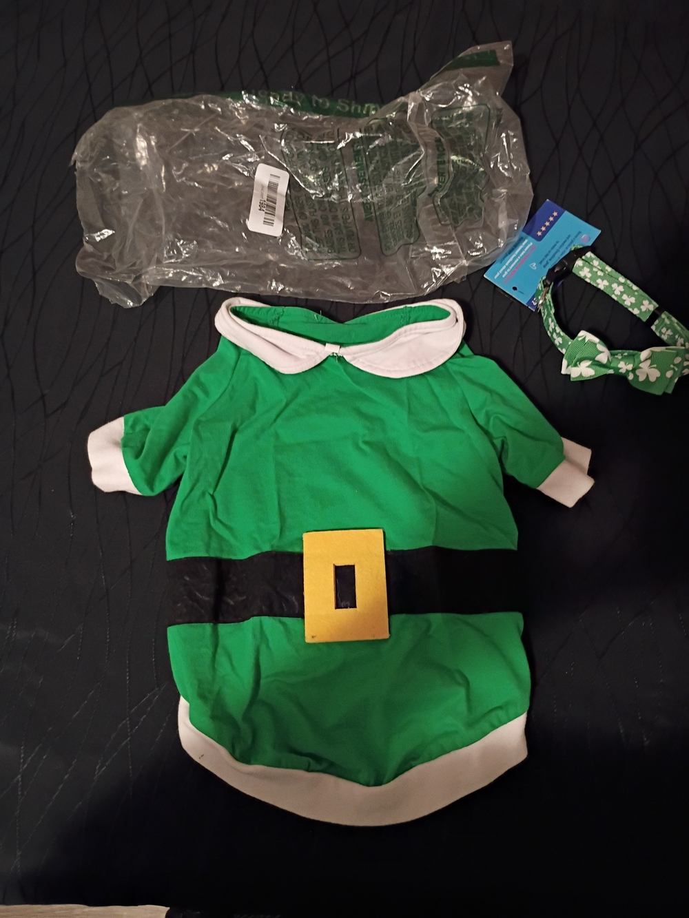 Native Green and White Dog Leprechaun Costume / Collar